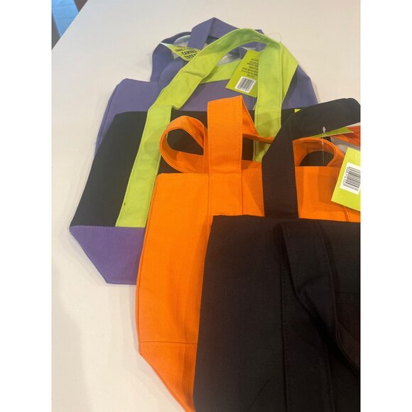 Trader Joes Mini Canvas Halloween/Fall Tote Bags Set Of 4 In Purple Black Orange - Picture 3 of 7